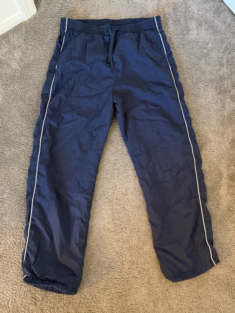 Hollister Men’s Navy Blue Nylon Piping Track Pants / Windbreaker Pants - Large